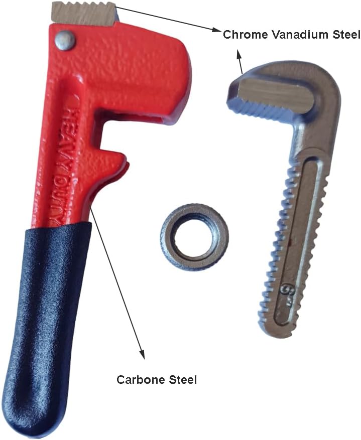 PANSHIYON Small Pipe Wrench, 6 Inch Straight Adjustable Mini Pipe Wrench Heavy Duty for Tight Spaces - Image 3